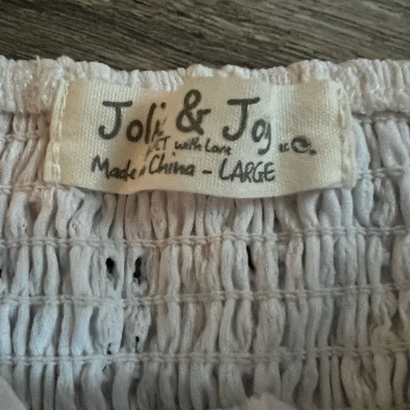 jolie and joy corset style milkmaid cropped tank top in white. Size L - Picture 5 of 5